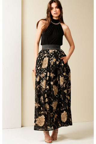River City Elasticated Maxi Skirt - Black Gold
