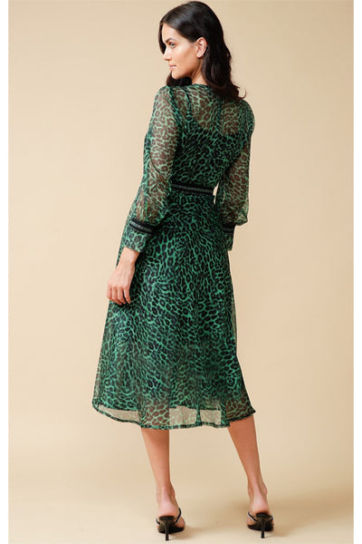 Salvia Loose Fit Dress - Emerald Leopard