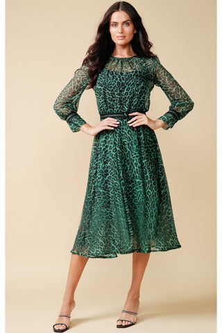 Salvia Loose Fit Dress - Emerald Leopard