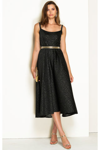 Stamford Plaza Tea Length Midi Dress - Black Gold
