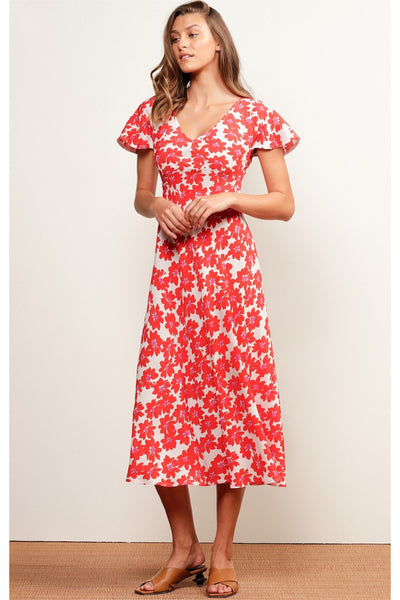 Buy Sacha Drake Port Douglas Midi Dress in Red and White Floral. Christmas Day Summer Dress Australia