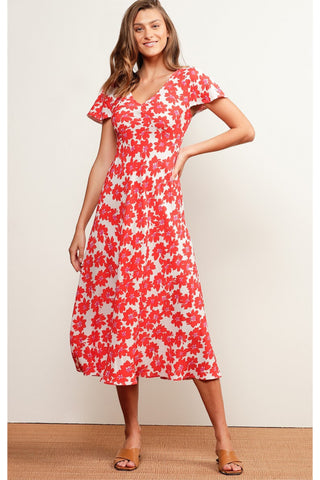 Buy Sacha Drake Port Douglas Midi Dress in Red and White Floral. Christmas Day Summer Dress Australia