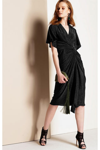 Tosca Stretch Midi Dress - Black Lurex