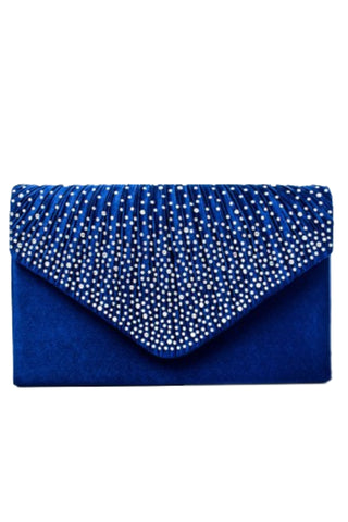 Sammie Satin and Diamante Clutch - Cobalt Blue