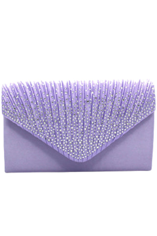 Sammie Satin and Diamante Clutch - Lilac