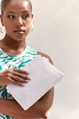 Selina Clip Frame Clutch - White