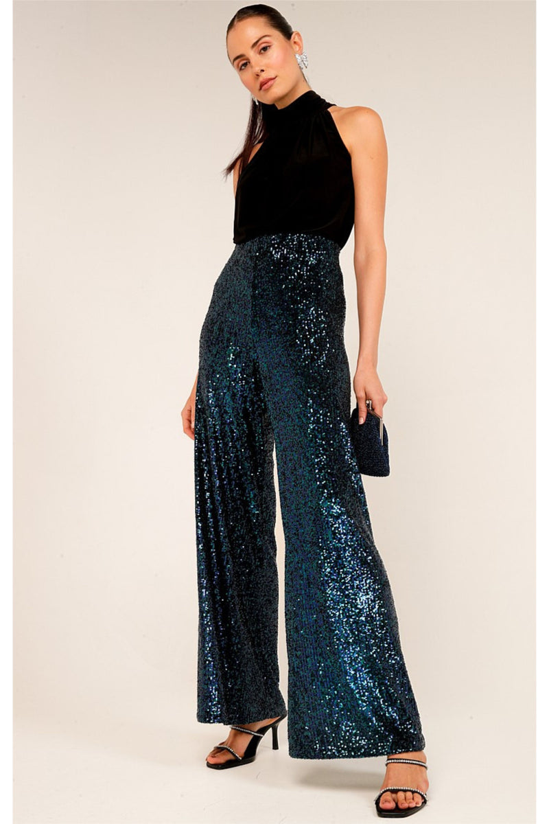 SACHA DRAKE STOCKIST Sequin Palazzo Pants - Peacock Green Blue – Smoke ...