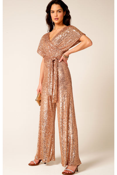 Sequin Palazzo Pants - Gold