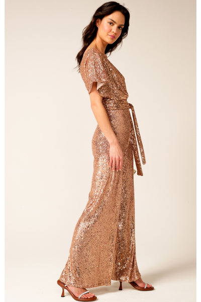 Sequin Palazzo Pants - Gold