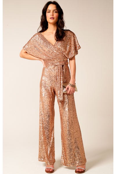 Sequin Palazzo Pants - Gold