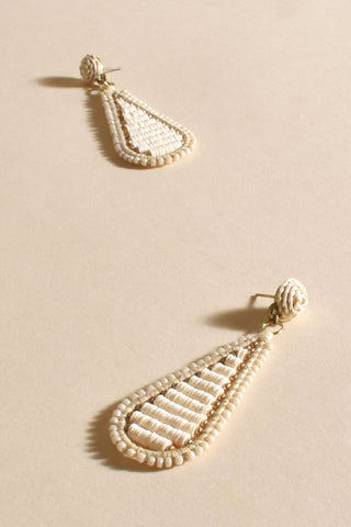 Sequin Panels Teardrop Earrings - Cream Gold