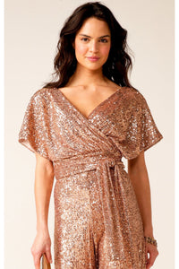 Sequin Wrap Top - Gold