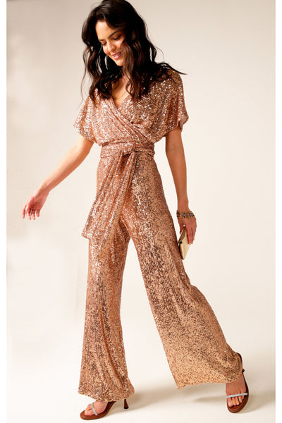 Sequin Wrap Top - Gold