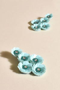 Sequinned Floral Event Earrings - Aqua