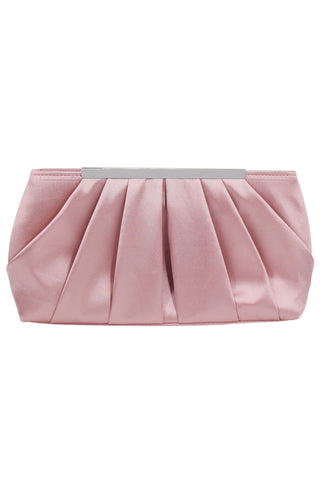 Sofia Pleated Satin Clutch - Pink