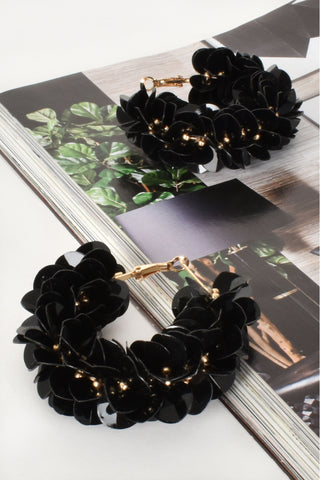 Statement Sequin Hoops - Black Gold