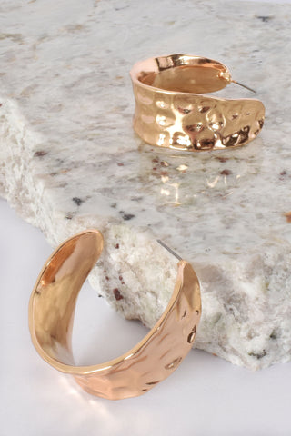 Statement Textured Hoops - Gold
