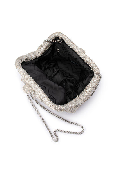 Stevie Pleated Woven Bag - Silver