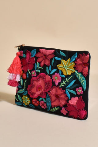 Stitched Floral Clutch - Multi