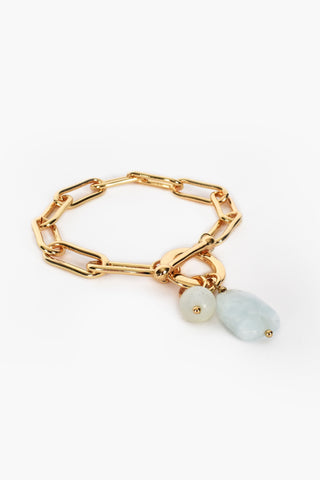 Stone Drop Chain Toggle Bracelet - Mint Gold