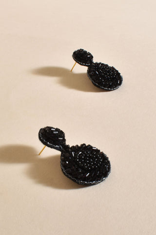 Suri Mini Beaded Event Earrings - Black
