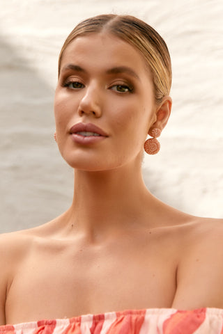 Suri Mini Beaded Event Earrings - Orange