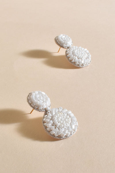 Suri Mini Beaded Event Earrings - White