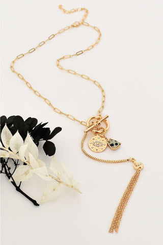 Tassel Cluster Front Necklace - Gold