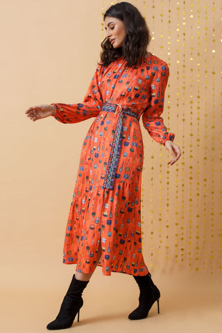 Teatime Midi Dress - Orange