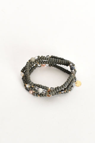 Timber Disc Multi Layer Bracelet - Grey Gold