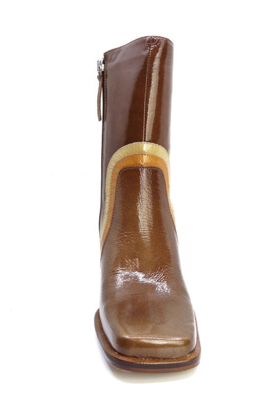 Torrone Retro Short Boot - Patent Tan Leather SIZE 40 ONLY