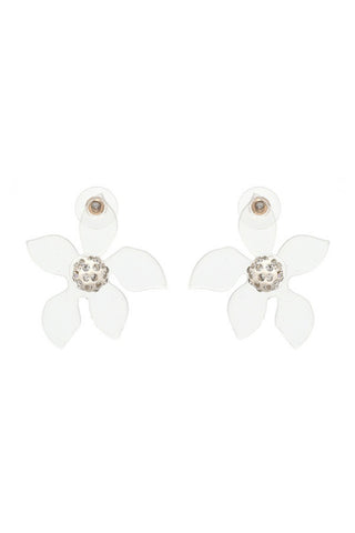 Transparent Resin Flower Stud - Clear