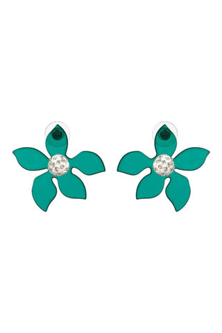 Transparent Resin Flower Stud - Green