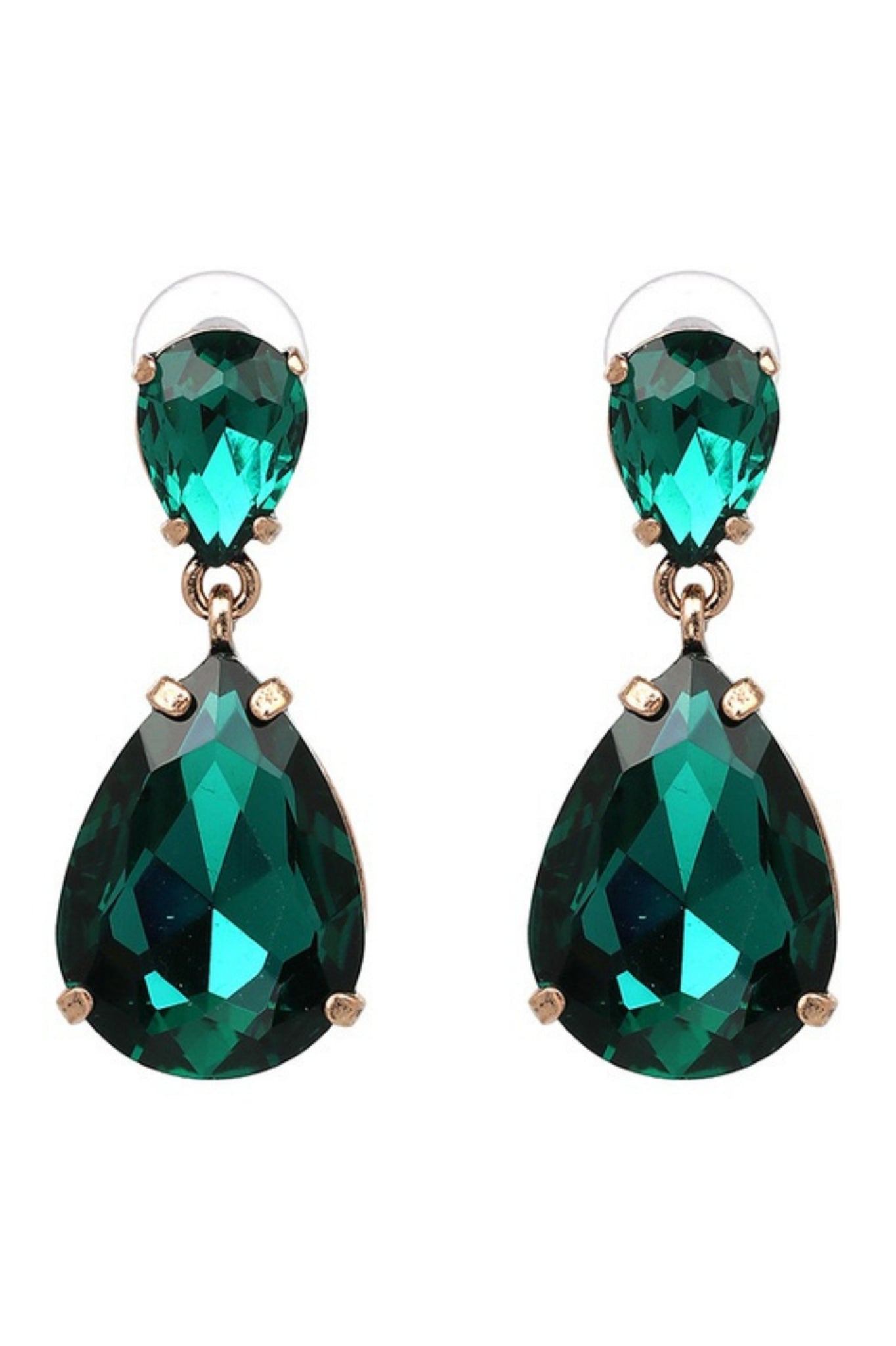 Tula Large Teardrop Crystal Earring - Emerald