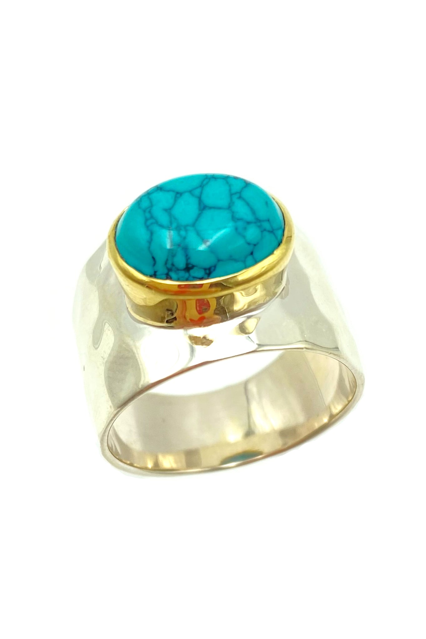 Turquoise Hammered Ring - Silver 925