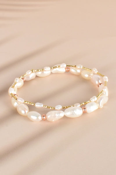 Two Strand Pearl Duo Bracelet - Gold