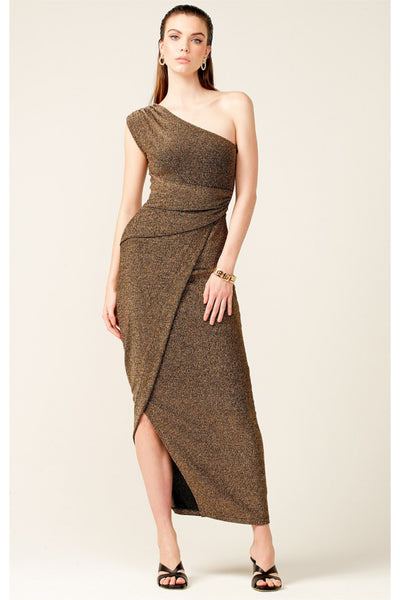 Valedictory Maxi Dress - Bronze Lurex