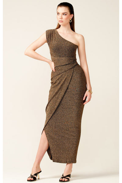 Valedictory Maxi Dress - Bronze Lurex