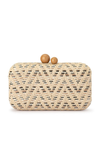 Valeria Chevron Clutch - Natural