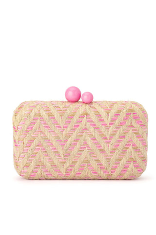 Valeria Chevron Clutch - Pink