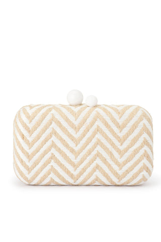 Valeria Chevron Clutch - White
