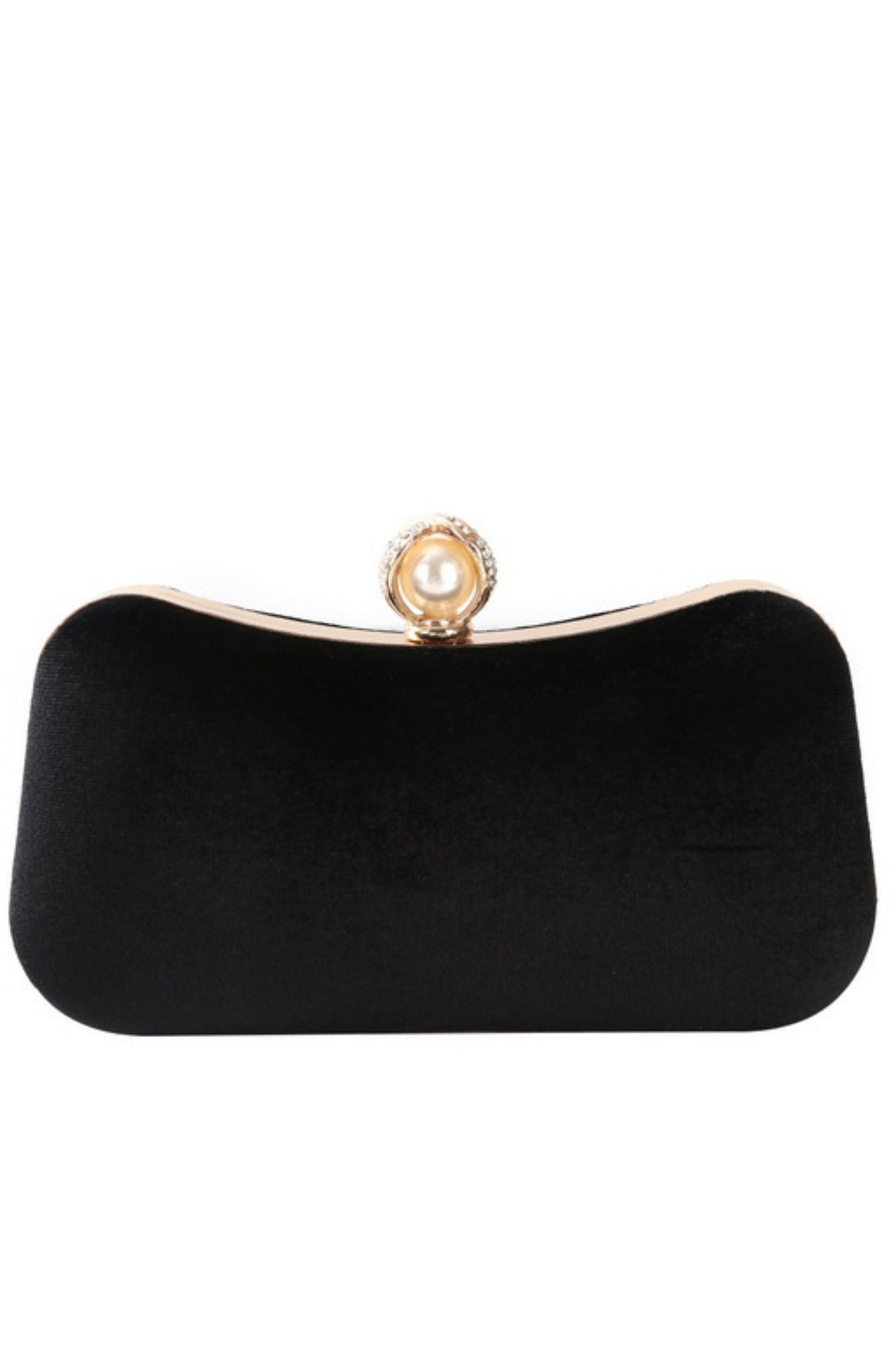 Velvet Curved Clutch - Black