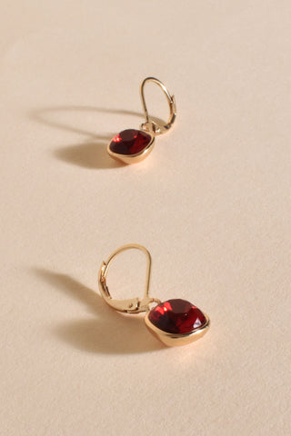 Vera French Hook Jewel Drop Earrings - Red