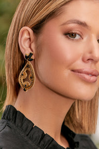 Vivian Jewel Top Earrings - Black Gold