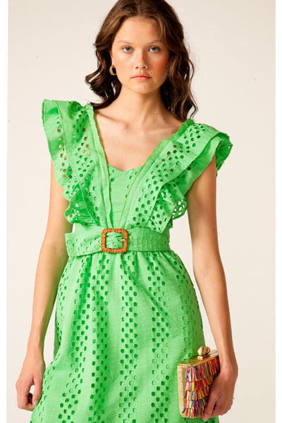 Waikiki Beach Midi Dress - Apple Green