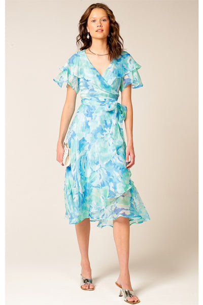 Windfall Wrap Dress - Blue Blossom