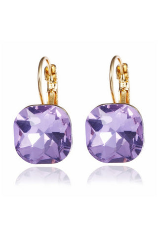 Yolanda Crystal Drop Earring - Purple
