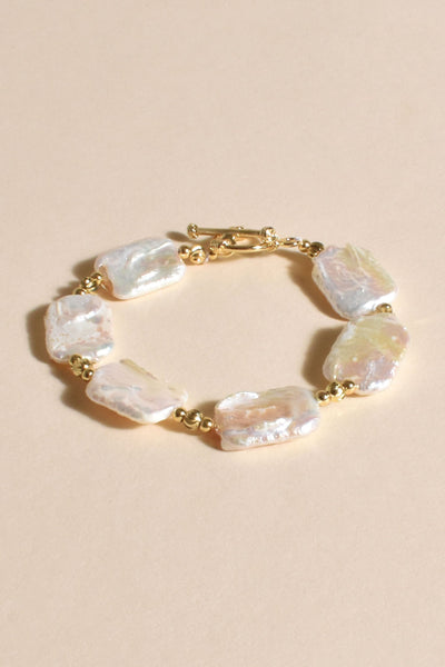 Zoey Oblong Pearl Bracelet - Gold