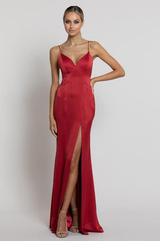 Nora V-Neck Gown - Red