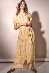 Buy Mos Mosh Jessy Sunny Dress in Yellow. Yellow Maxi Dress with Sleeves and Paisley pattern. online now at Smoke and Mirrors Boutique. Shop Mos Mosh Australian Stockist. Buy Mos Mosh Brisbane with AfterPay and ZipPay. 